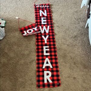 Red and Black Plaid New Year Banner